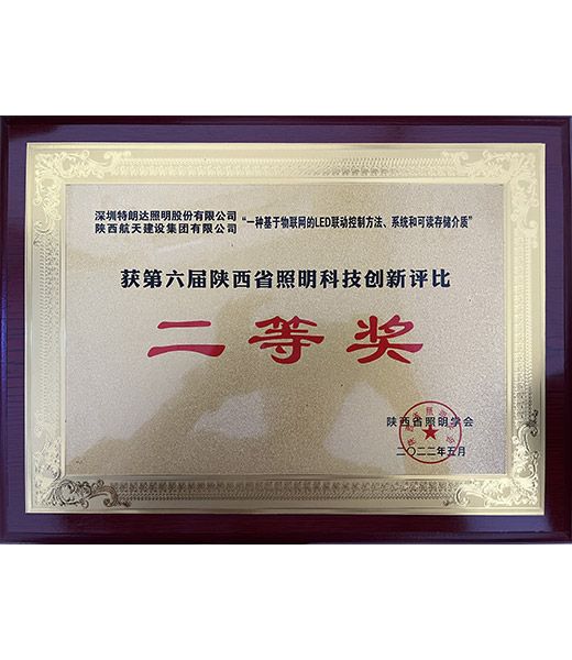 Shaanxi Lighting Association - Second Prize for the 6th Lighting Technology Innovation